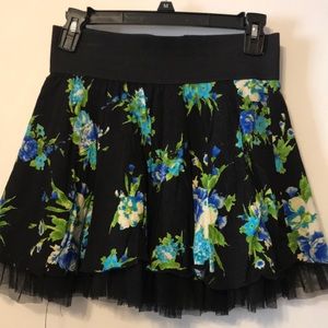 Flower printed tulle skirt